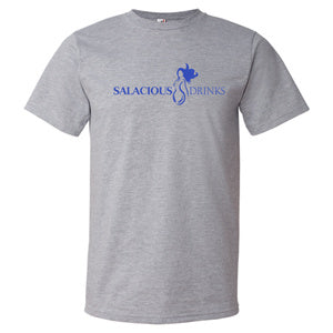 Salacious Drinks Logo Heather Grey Tee Front