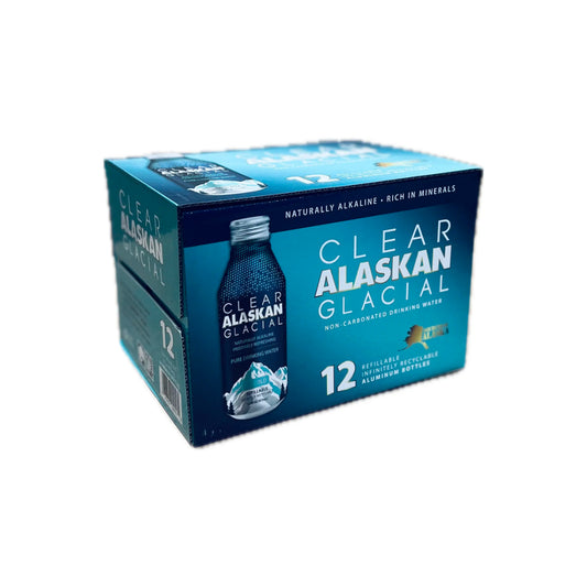 CLEAR ALASKAN GLACIAL Naturally Alkaline Aluminum Bottled Water - 12 pack