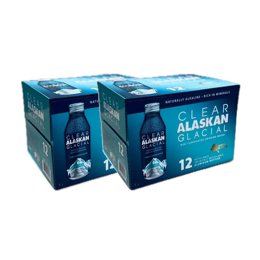 CLEAR ALASKAN GLACIAL Naturally Alkaline Aluminum Bottled Water 24