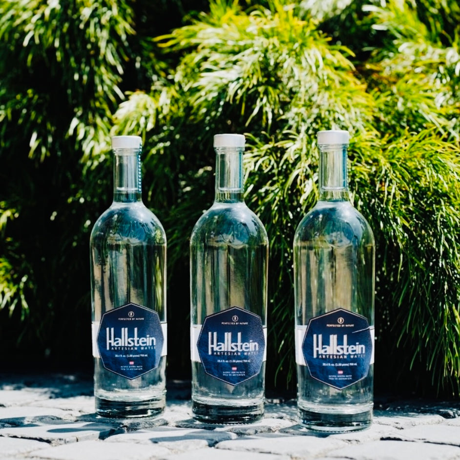 Hallstein bottles at a wellness retreat