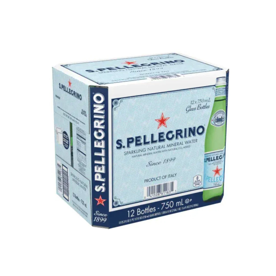 San Pellegrino Italian Sparkling Natural Mineral Water Glass 750ml Case of 12