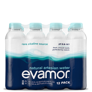 evamor artesian alkaline 20oz X 12 bottled waters